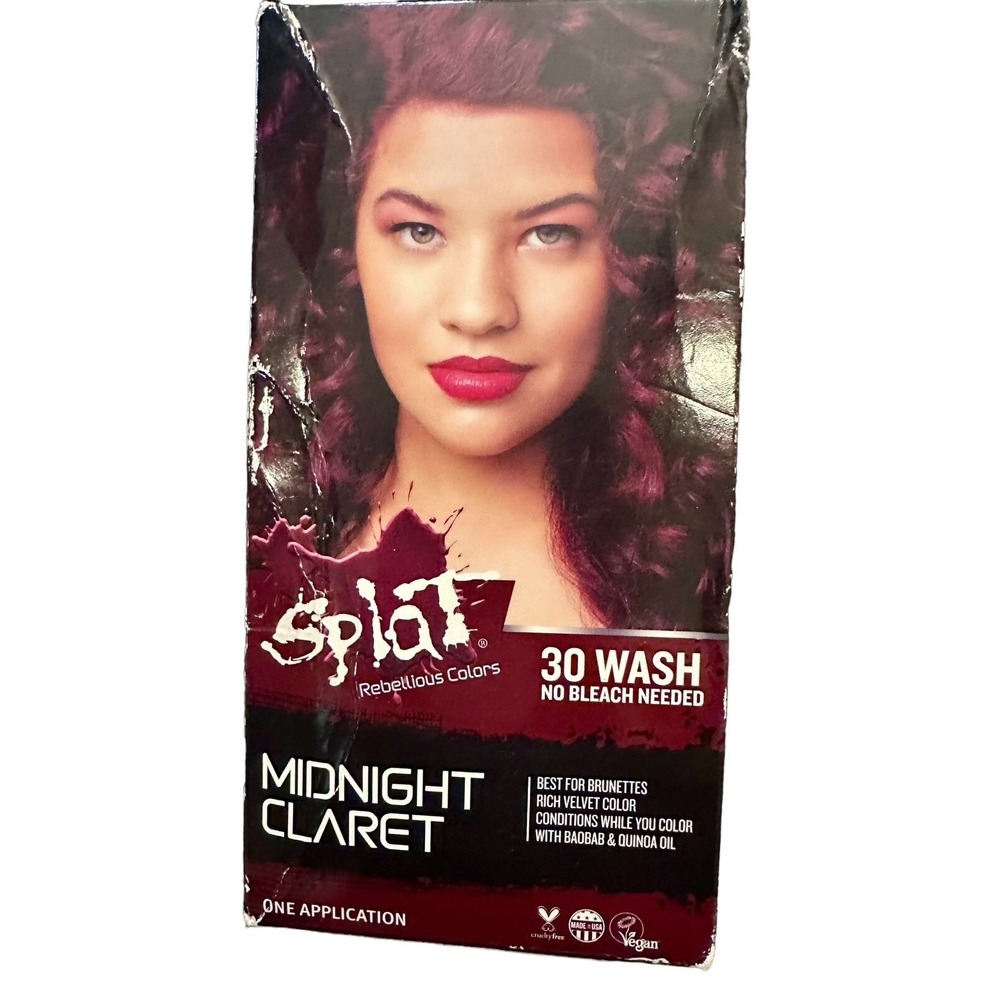 Splat Rebellious Colors No Bleach Needed Hair Color Kit MIDNIGHT CLARET 6 Oz